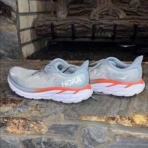 HOKA Gray and Orange Running Shoes